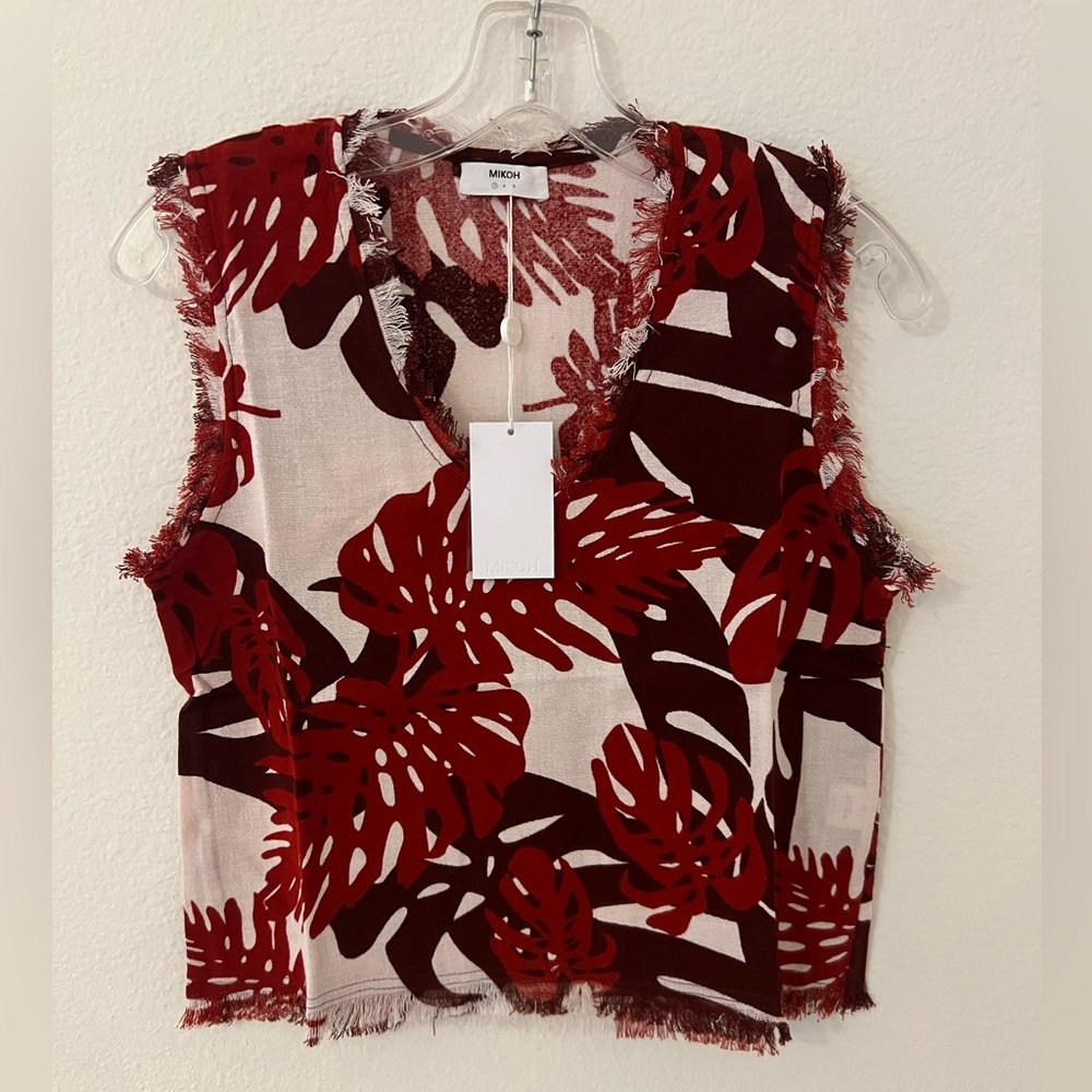 MIKOH Himalayas Frayed Sleeveless Top in Vintage Tahiti Lehua NWT